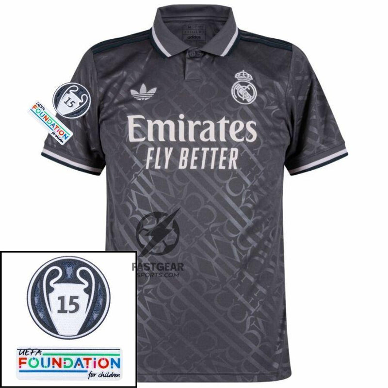 Real Madrid Modric 10 Third Fan Jersey 2024/25 Patches UCL UEFA Foundation (Official Printing)