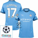 Manchester City De Bruyne 17 Home 2024/25 Patches UCL UEFA Foundation (Official Printing)