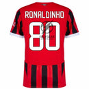 AC Milan Ronaldinho 80 Home Fan Jersey 2024/25 Patches UCL UEFA Foundation (Official Printing)