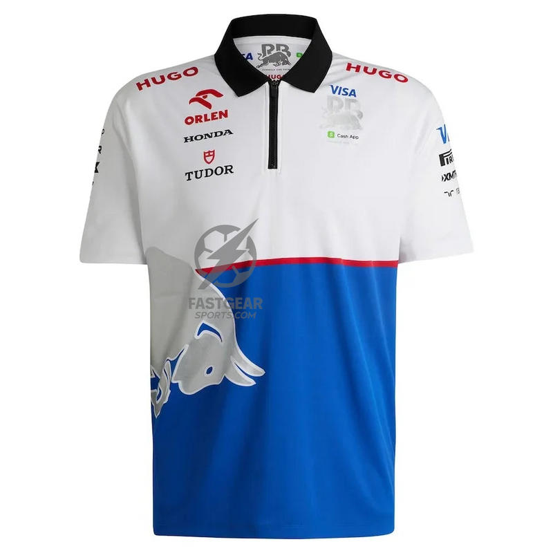 RB Vcarb F1 Team Hugo Boss Quarter-Zip Polo - Royal/White Formula 1 F1 Formula One