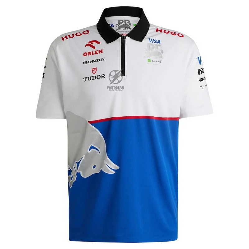RB Vcarb F1 Team Hugo Boss Quarter-Zip Polo - Royal/White Formula 1 F1 Formula One