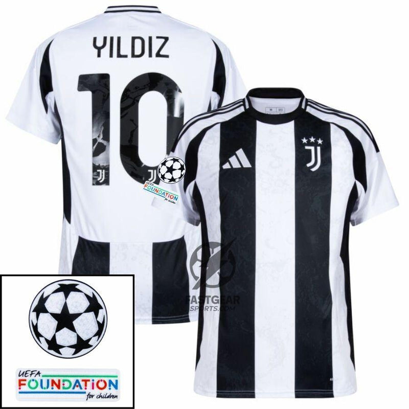 Juventus Yldiz 10 Home 2024/25 Patches UCL UEFA Foundation (Official Printing)
