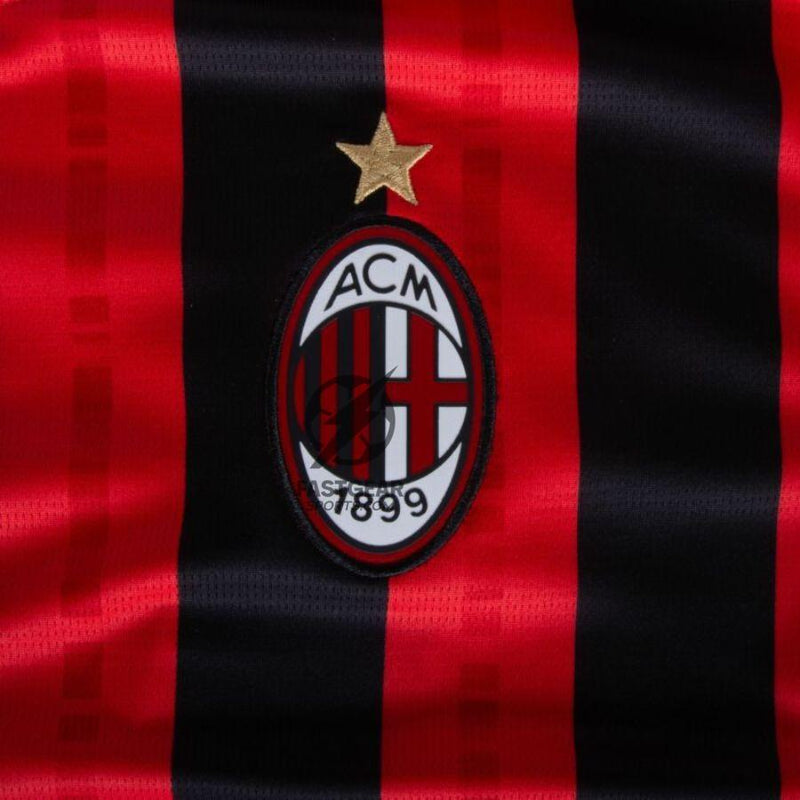 AC Milan Rafa Leão 10 Home Fan Jersey 2024/25 Patches UCL UEFA Foundation (Official Printing)