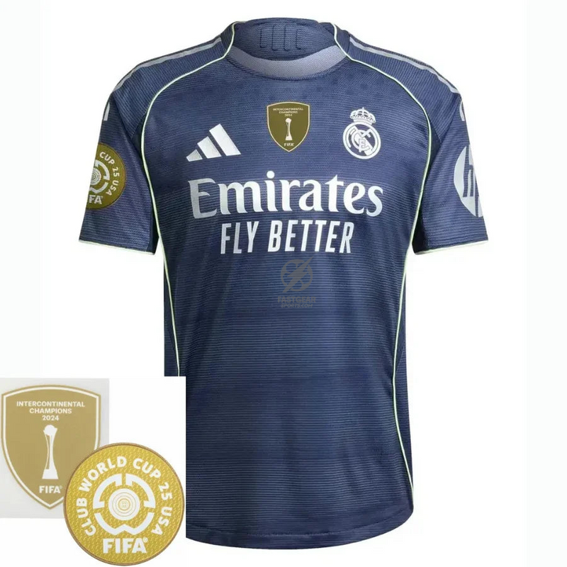 Real Madrid Away Fan Jersey 2025/26 - Patch 2025 Club World Cup + FIFA Intercontinental Champions