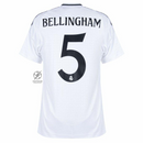 Real Madrid Bellingham 5 Home Fan Jersey 2024/25 Patches UCL UEFA Foundation (Official Printing)