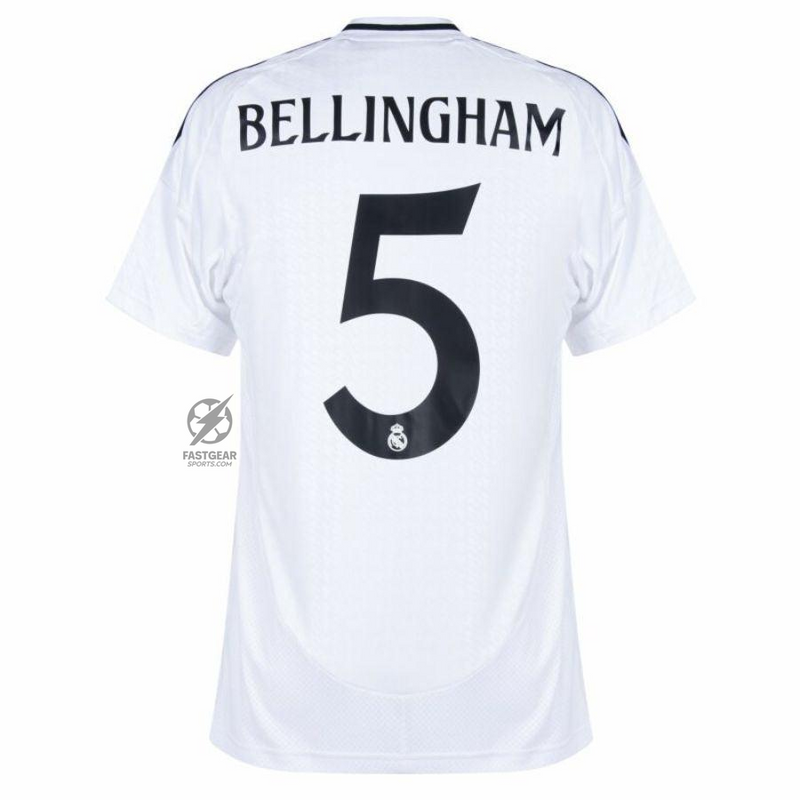 Real Madrid Bellingham 5 Home Fan Jersey 2024/25 Patches UCL UEFA Foundation (Official Printing)