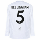Real Madrid Bellingham 5 Home Fan Jersey Long Sleeve 2024/25 Patches UCL UEFA Foundation (Official Printing)