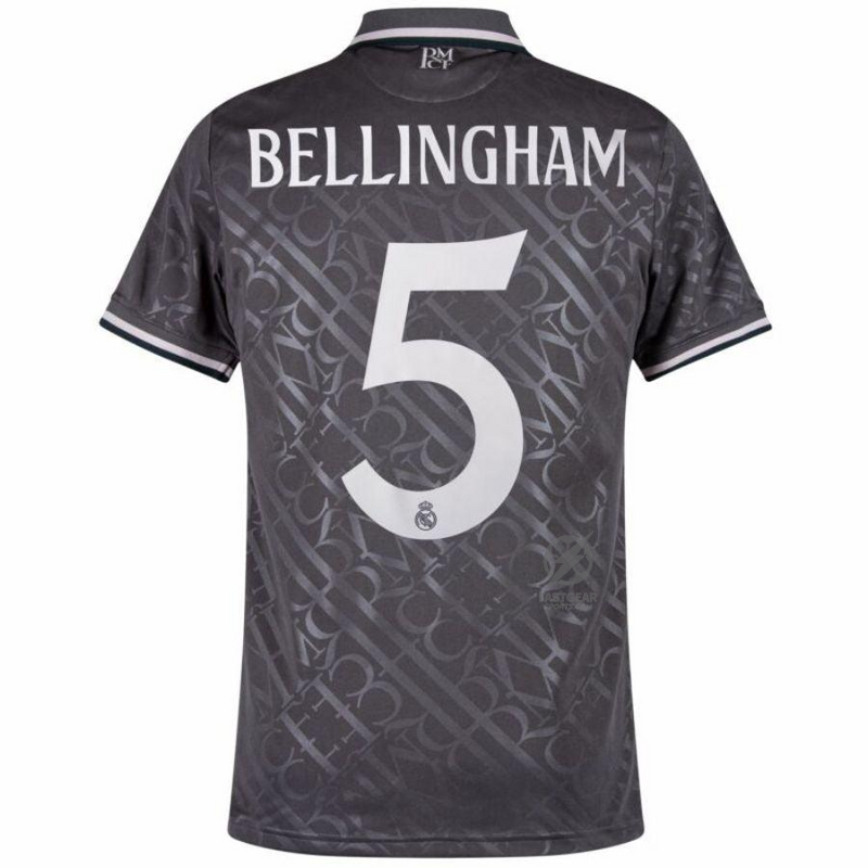 Real Madrid Bellingham 5 Third Fan Jersey 2024/25 Patches UCL UEFA Foundation (Official Printing)