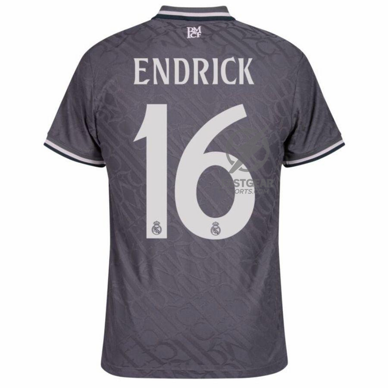 Real Madrid Endrick 16 Third Fan Jersey 2024/25 Patches UCL UEFA Foundation (Official Printing)