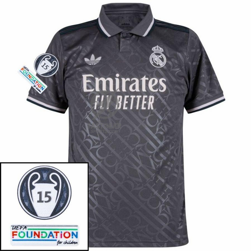 Real Madrid Endrick 16 Third Fan Jersey 2024/25 Patches UCL UEFA Foundation (Official Printing)
