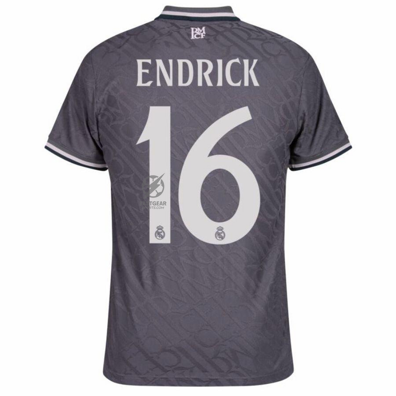 Real Madrid Endrick 16 Third Fan Jersey 2024/25 Patches UCL UEFA Foundation (Official Printing)