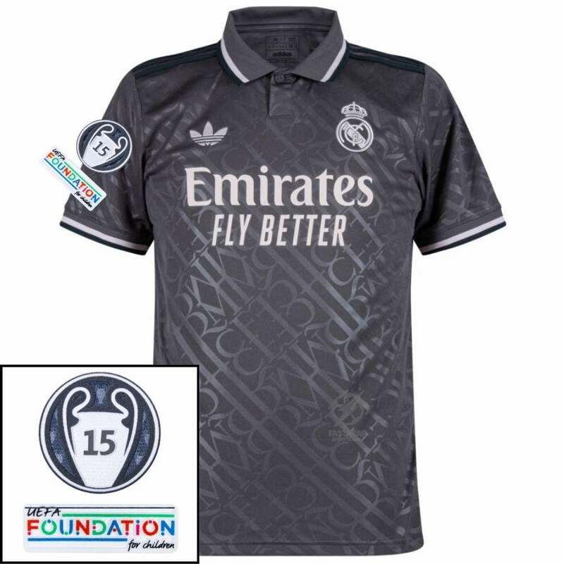 Real Madrid Endrick 16 Third Fan Jersey 2024/25 Patches UCL UEFA Foundation (Official Printing)