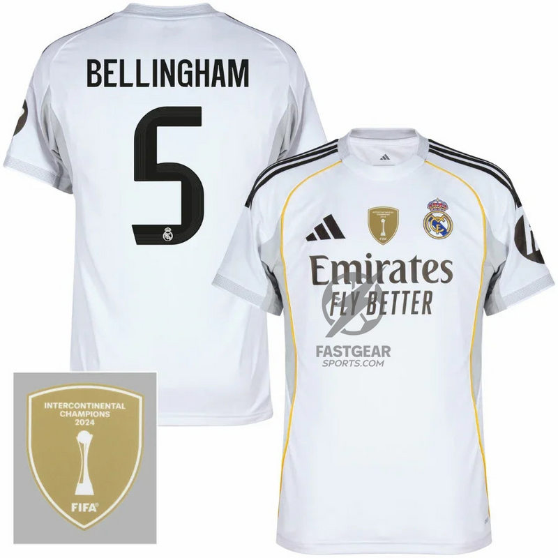 Real Madrid Home Bellingham 5 Fan Jersey 2025/26 FIFA Intercontinental Patch