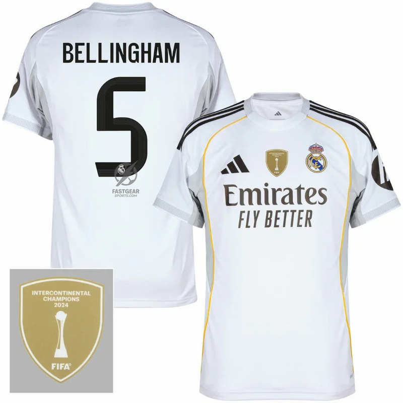 Real Madrid Home Bellingham 5 Fan Jersey 2025/26 FIFA Intercontinental Patch