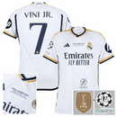 Real Madrid Home Fan Jersey 2023/24 Vini Jr. 7 Patch FIFA WCC Patch UCL UEFA Foundation Patches