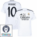 Real Madrid Modric 10 Home Fan Jersey 2024/25 Patches UCL UEFA Foundation (Official Printing)