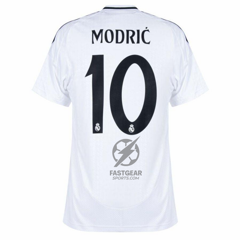 Real Madrid Modric 10 Home Fan Jersey 2024/25 Patches UCL UEFA Foundation (Official Printing)