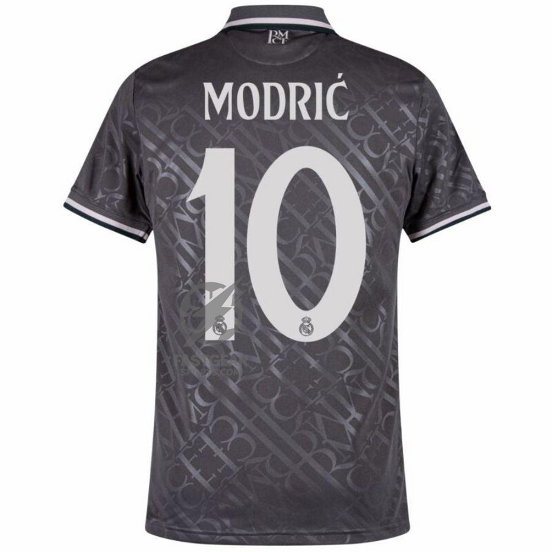 Real Madrid Modric 10 Third Fan Jersey 2024/25 Patches UCL UEFA Foundation (Official Printing)