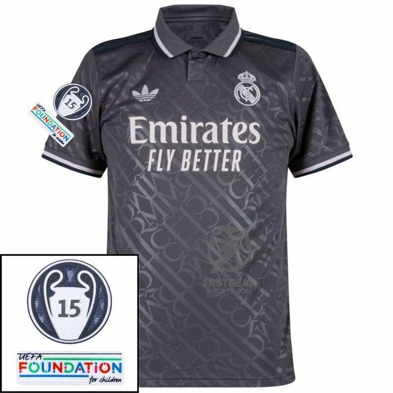 Real Madrid Modric 10 Third Fan Jersey 2024/25 Patches UCL UEFA Foundation (Official Printing)