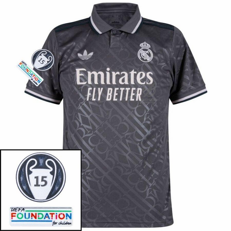 Real Madrid Modric 10 Third Fan Jersey 2024/25 Patches UCL UEFA Foundation (Official Printing)