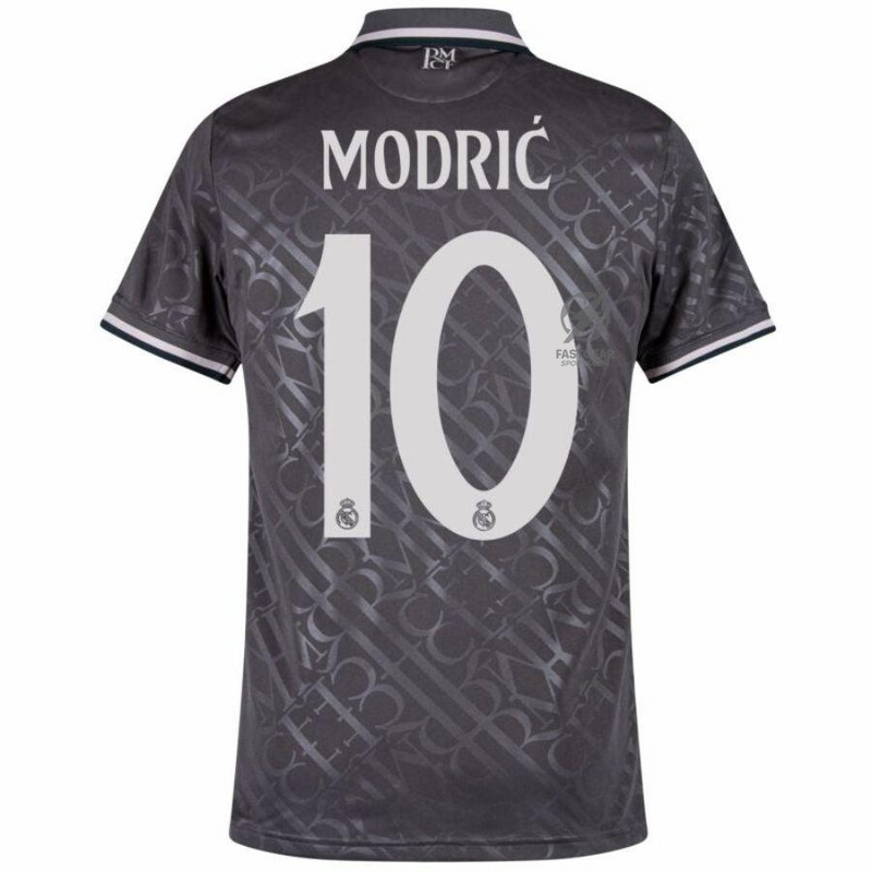 Real Madrid Modric 10 Third Fan Jersey 2024/25 Patches UCL UEFA Foundation (Official Printing)