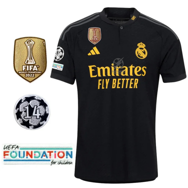 Real Madrid Third Fan Jersey 2023/24 Patch FIFA WCC Patch UCL UEFA Foundation Patches