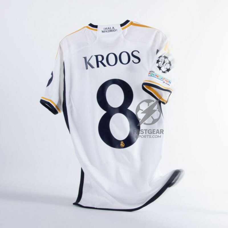 Real Madrid Toni Kroos 8 Home Fan Jersey 2023/24 Patch FIFA WCC Patch UCL UEFA Foundation Patches