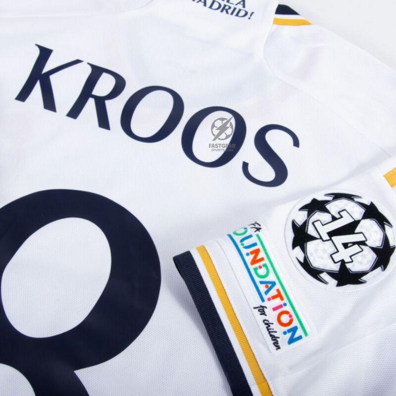 Real Madrid Toni Kroos 8 Home Fan Jersey 2023/24 Patch FIFA WCC Patch UCL UEFA Foundation Patches