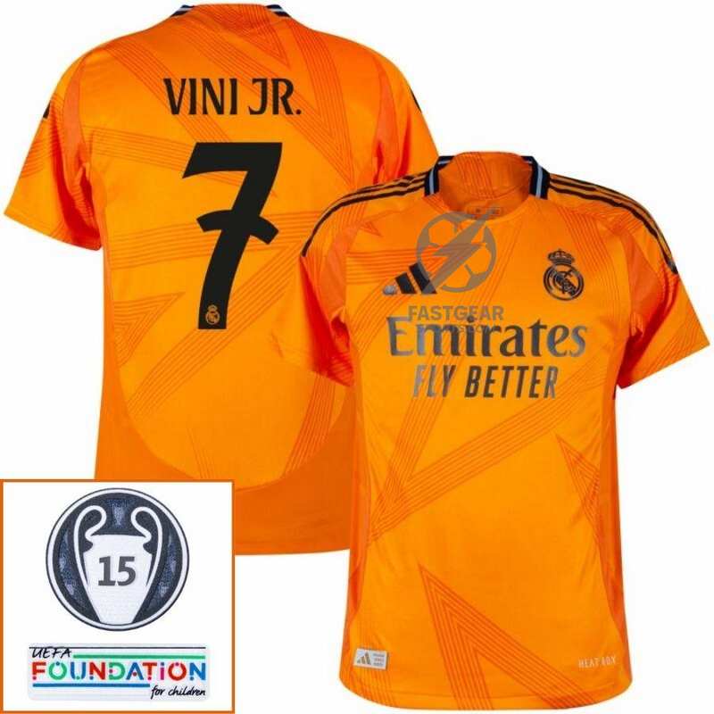 Real Madrid Vini JR. 7 Away Fan Jersey 2024/25 Patches UCL UEFA Foundation (Official Printing)