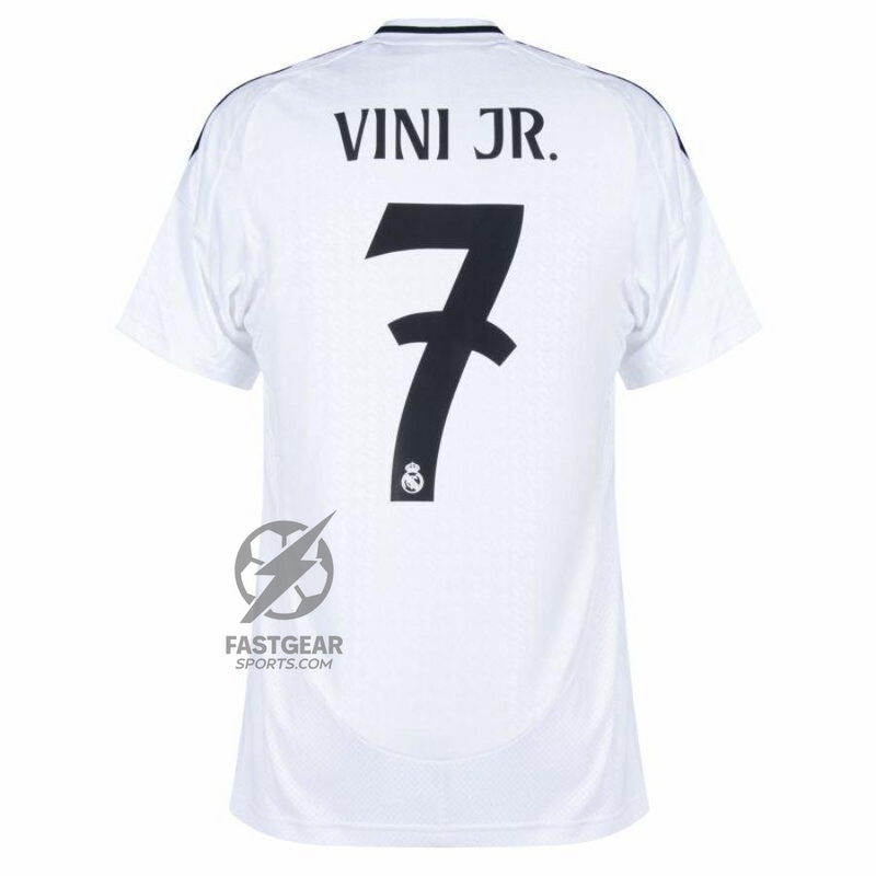 Real Madrid Vini JR. 7 Home Fan Jersey 2024/25 Patches UCL UEFA Foundation (Official Printing)