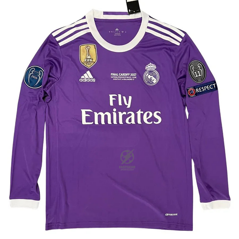Real Madrid  Cristiano Ronaldo Away Retro 2016-17 Patches UCL UEFA Respect Final World (Official Printing)