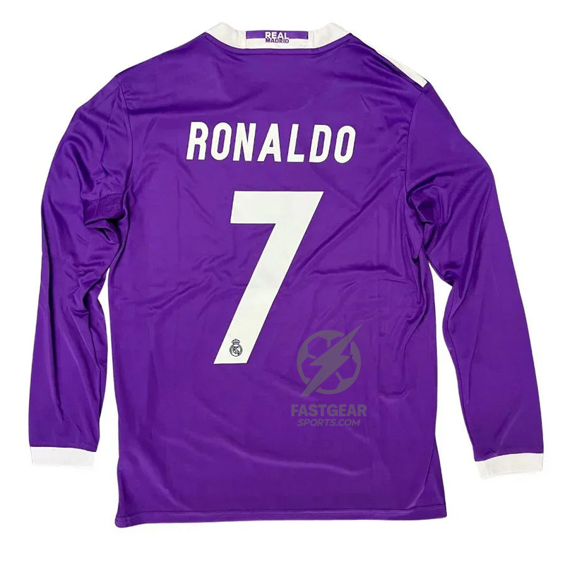 Real Madrid  Cristiano Ronaldo Away Retro 2016-17 Patches UCL UEFA Respect Final World (Official Printing)
