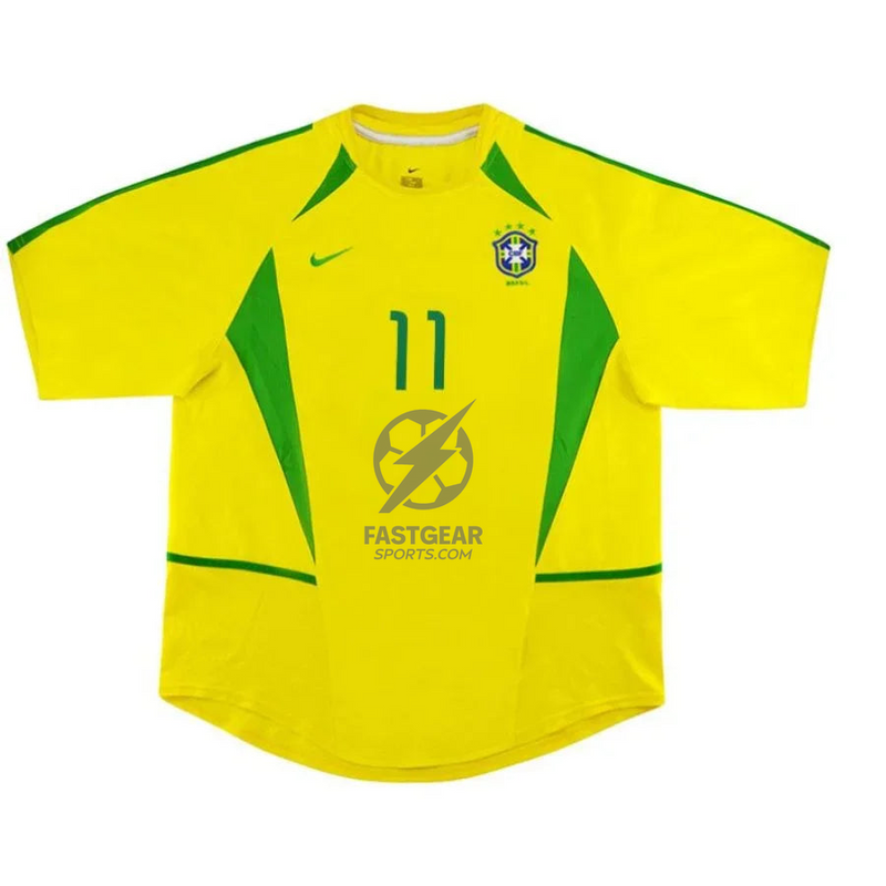 Brazil Home Retro 2002 World Cup Ronaldo Ronaldinho Rivaldo
