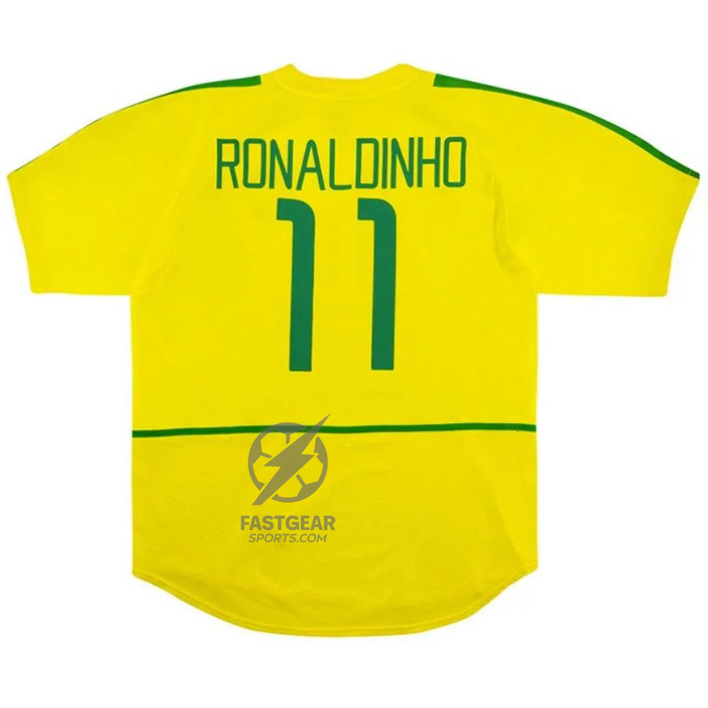 Ronaldinho 11 Brazil Home Retro 2002 World Cup Ronaldo Ronaldinho Rivaldo