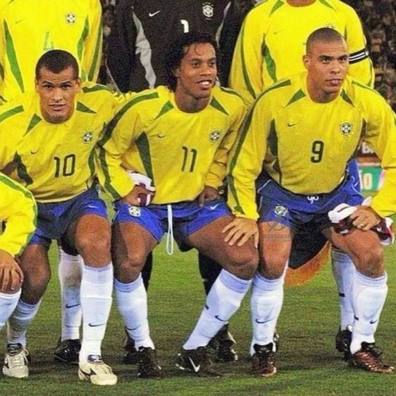 Ronaldo 9 Brazil Home Retro 2002 World Cup Ronaldo Ronaldinho Rivaldo