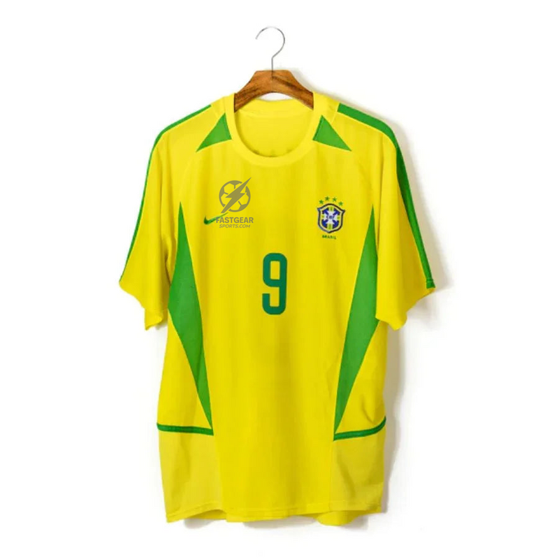 Brazil Home Retro 2002 World Cup Ronaldo Ronaldinho Rivaldo