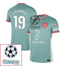 Atlético Madrid Julián Alvarez 19 Away Fan Jersey 2024/25 Patches UCL UEFA Foundation (Official Printing)