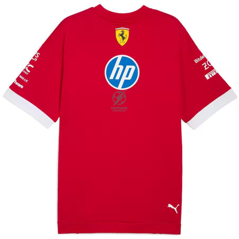 Scuderia Ferrari 2025 Team Oversized T-Shirt - Dark Red Formula 1 F1 Formula One
