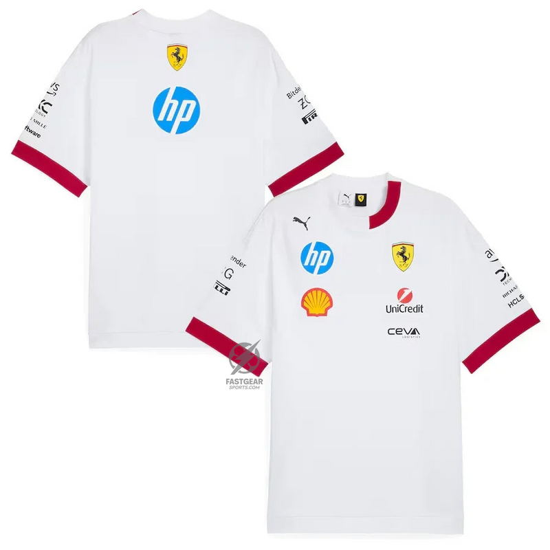 Scuderia Ferrari 2025 Team Oversized T-Shirt - White Formula 1 F1 Formula One