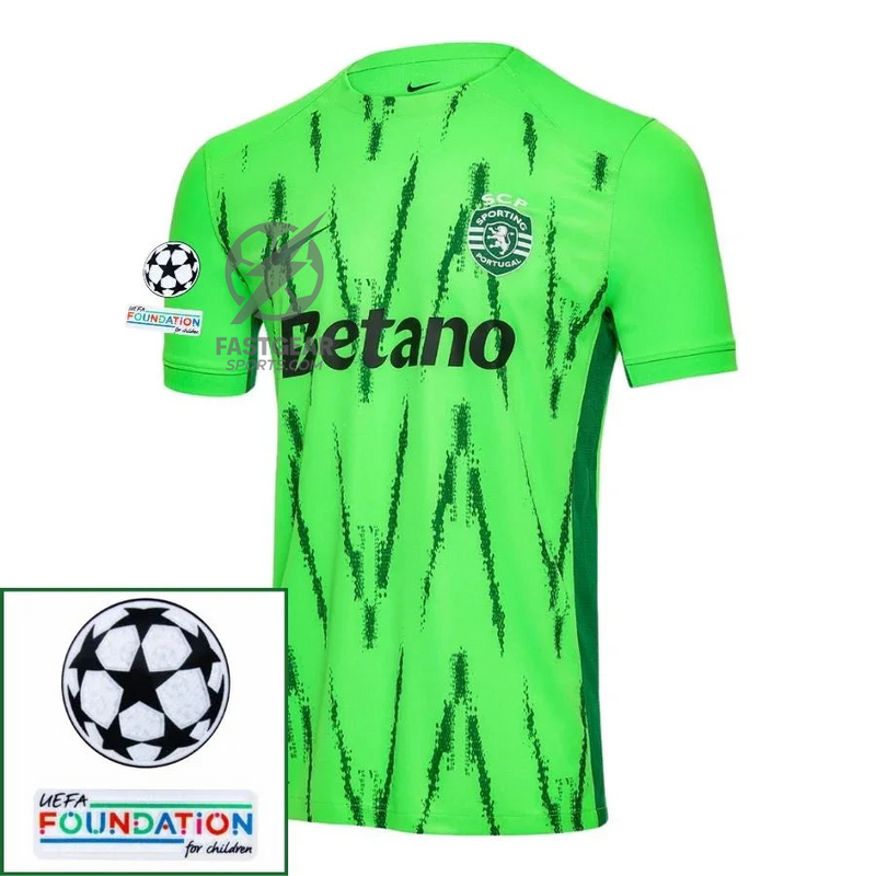 Sporting CP Fan Jersey Fourth 2024/25 Patches UCL UEFA Foundation (Official Printing)