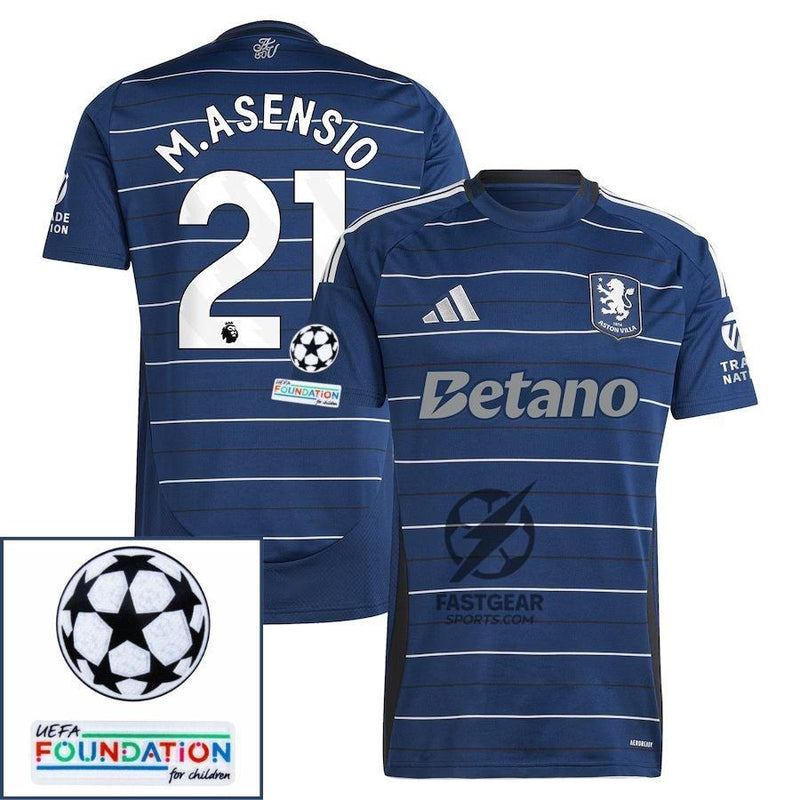 Aston Villa Marco Asensio 21 Third Fan Jersey 2024/25 Patches UCL UEFA Foundation (Official Printing)