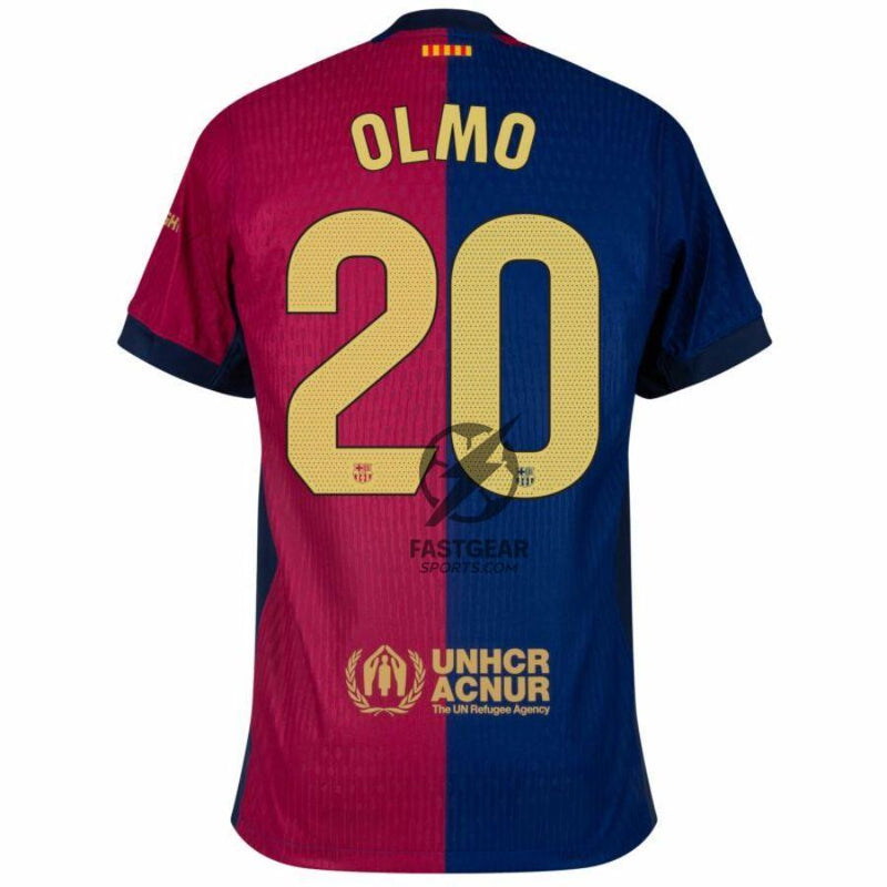 Barcelona Olmo 20 Home 2024/25 Patches UCL UEFA Foundation (Official Printing)