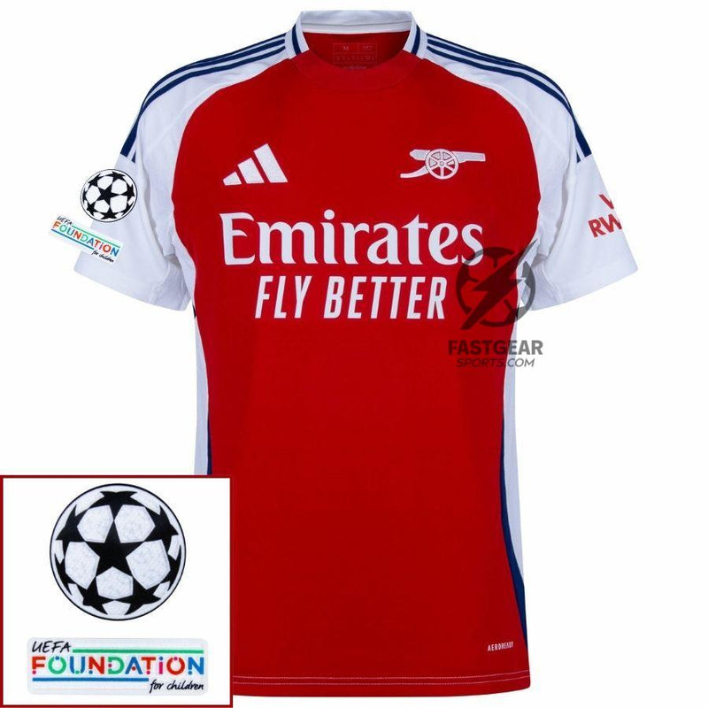 Arsenal Martinelli 11 Home Fan Jersey 2024/25 Patches UCL UEFA Foundation (Official Printing)