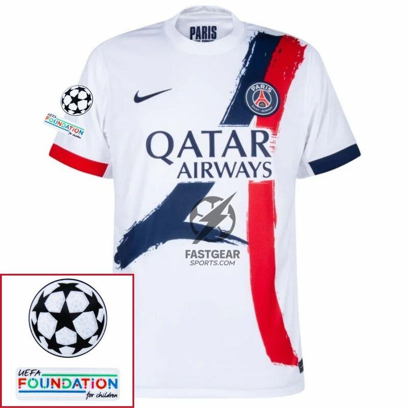Paris Saint-Germain Barcola 29 Fan Jersey Away 2024/25 Patches UCL UEFA Foundation (Official Printing)