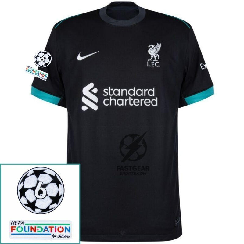 Liverpool Mohamed Salah 11 Away 2024/25 Patches UCL UEFA Foundation (Official Printing)