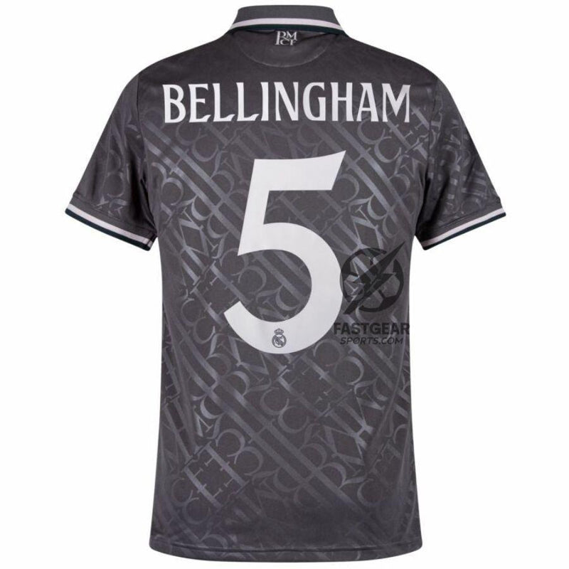 Real Madrid Bellingham 5 Third Fan Jersey 2024/25 Patches UCL UEFA Foundation (Official Printing)