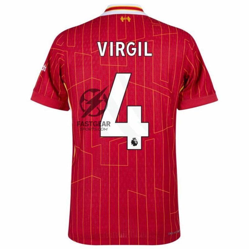 Liverpool Virgil 4 Home 2024/25 Patches UCL UEFA Foundation (Official Printing)