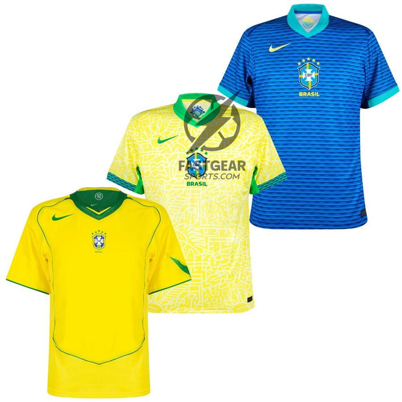 Brazil Fan Jersey Home, Away e Retro 2025/26 - Kit 3 Fan Jersey
