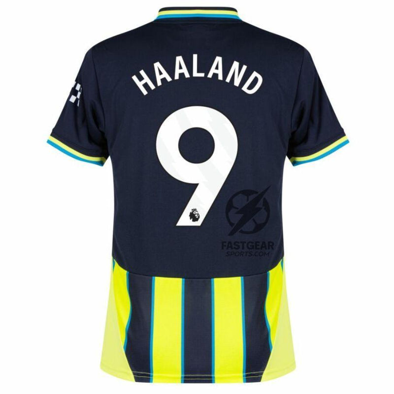 Manchester City Haaland 9 Away 2024/25 Patches UCL UEFA Foundation (Official Printing)