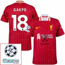 Liverpool Gakpo 18 Home 2024/25 Patches UCL UEFA Foundation (Official Printing)